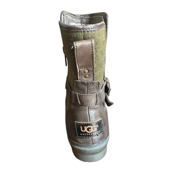 UGG Simmons Women Ankle Boot Zip Up Green Brown Leather Waterproof Sz 5 - Picture 6 of 8